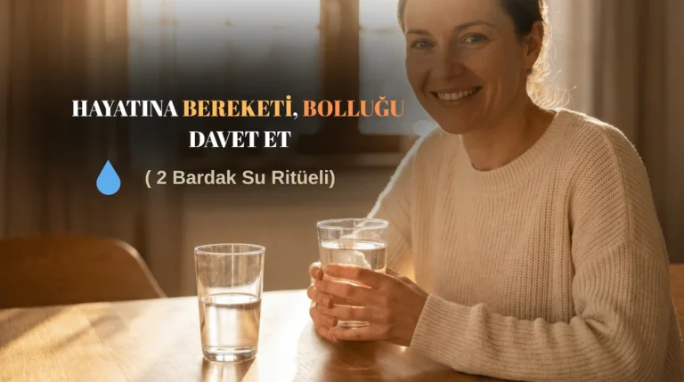 Güneş ışığı altında duran bir bardak su ve yanında duran küçük bir niyet kağıdı.